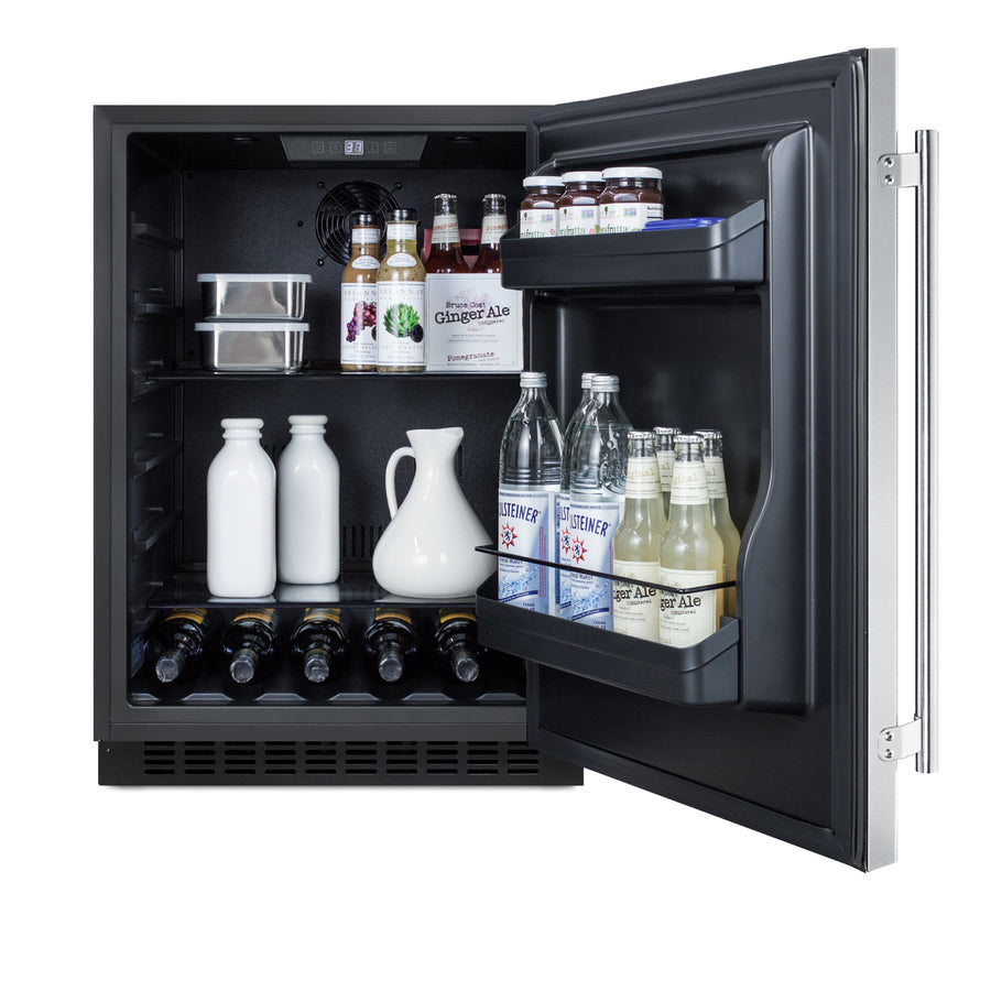 Built-in undercounter ADA compliant all-refrigerator with panel-ready door, black cabinet, door storage, and digital con Main image