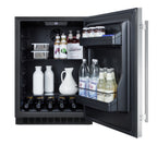 Built-in undercounter ADA compliant all-refrigerator with panel-ready door, black cabinet, door storage, and digital con