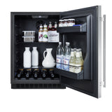 Built-in undercounter ADA compliant all-refrigerator with panel-ready door, black cabinet, door storage, and digital con