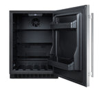 Built-in undercounter ADA compliant all-refrigerator with panel-ready door, black cabinet, door storage, and digital con