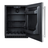Built-in undercounter ADA compliant all-refrigerator with panel-ready door, black cabinet, door storage, and digital con