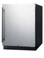 Built-in undercounter ADA compliant all-refrigerator with stainless steel door, black cabinet, door storage, lock, digit