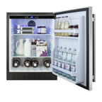 Built-in undercounter ADA compliant all-refrigerator with stainless steel door, black cabinet, door storage, lock, digit