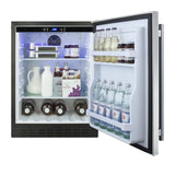 Built-in undercounter ADA compliant all-refrigerator with stainless steel door, black cabinet, door storage, lock, digit