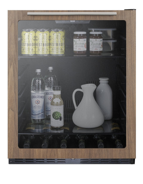 24" Wide Built-In Beverage Center With Wood Door Trim, ADA Compliant - Full
