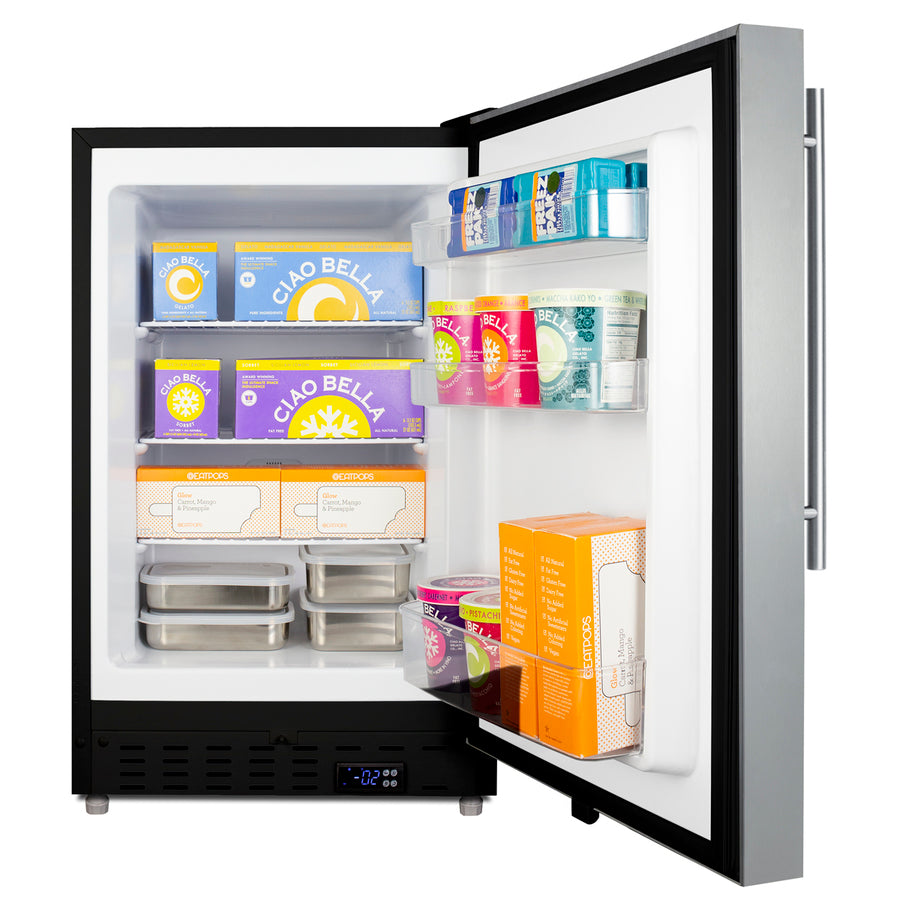 Accucold ADA compliant built-in or freestanding 20" wide manual defrost all-freezer for residential use (Model ALFZ37BCSSHV)