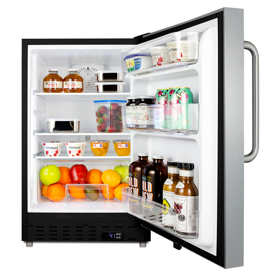 Accucold ADA compliant built-in or freestanding 20" wide all-refrigerator for residential use (Model ALR47BSSTBLHD)