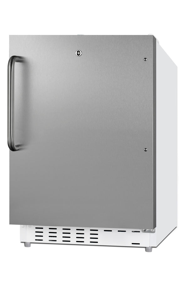 Accucold ADA compliant built-in or freestanding 20" wide refrigerator-freezer for residential use with lock (Model ALRF48SSTBLHD)