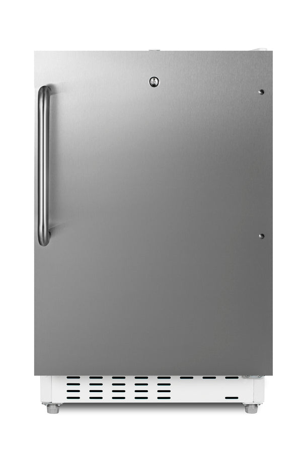 Accucold ADA compliant built-in or freestanding 20" wide refrigerator-freezer for residential use with lock (Model ALRF48SSTBLHD)