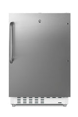Accucold ADA compliant built-in or freestanding 20" wide refrigerator-freezer for residential use with lock (Model ALRF48SSTBLHD)