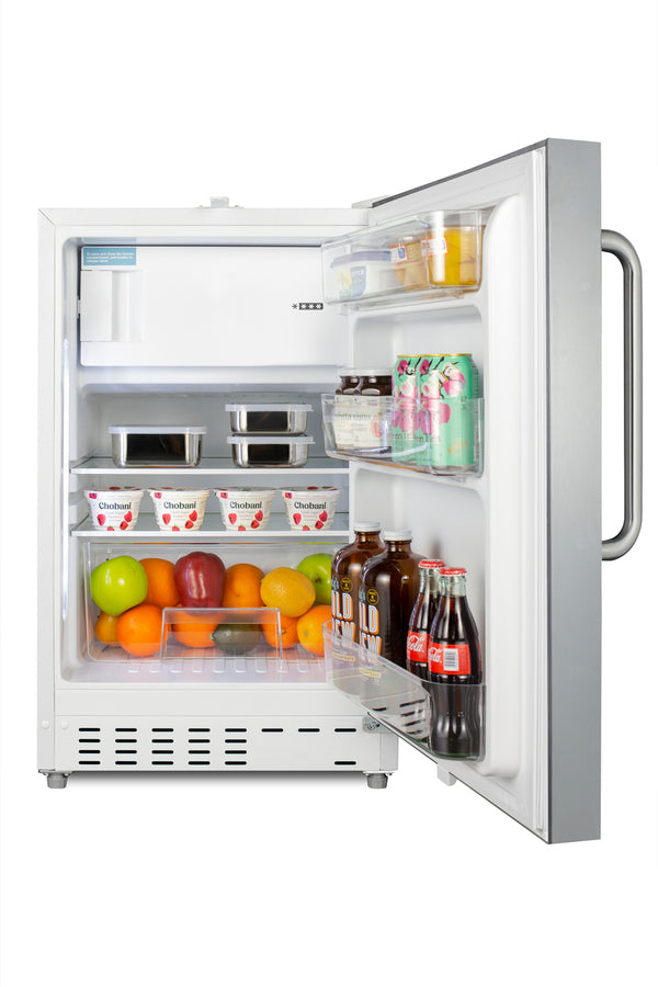 Accucold ADA compliant built-in or freestanding 20" wide refrigerator-freezer for residential use with lock (Model ALRF48SSTBLHD)