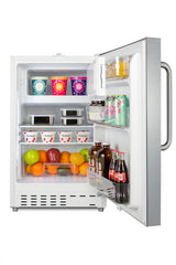 Accucold ADA compliant built-in or freestanding 20" wide refrigerator-freezer for residential use with lock (Model ALRF48SSTBLHD)