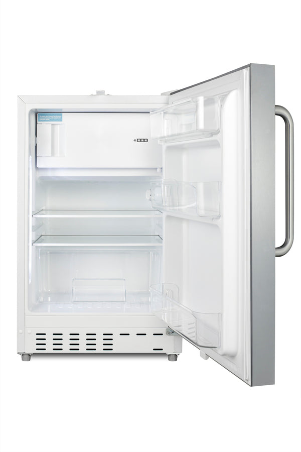 Accucold ADA compliant built-in or freestanding 20" wide refrigerator-freezer for residential use with lock (Model ALRF48SSTBLHD)