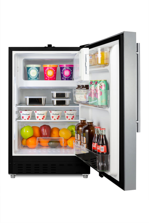 ADA compliant built-in or freestanding 20" wide refrigerator-freezer for residential use with lock (Model ALRF49BCSSHVLH
