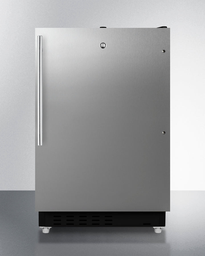 ADA compliant built-in or freestanding 20" wide refrigerator-freezer for residential use with lock (Model ALRF49BSSHVLHD