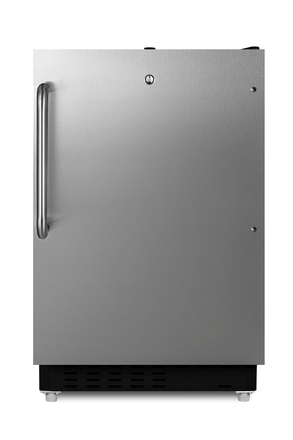 Accucold ADA compliant built-in or freestanding 20" wide refrigerator-freezer for residential use with lock (Model ALRF49BSSTBLHD)