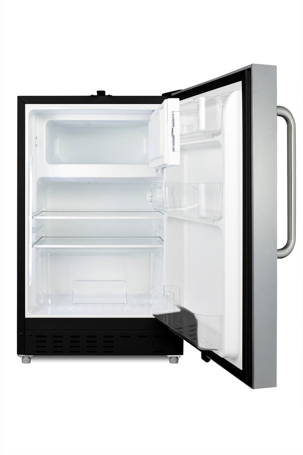 Accucold ADA compliant built-in or freestanding 20" wide refrigerator-freezer for residential use with lock (Model ALRF49BSSTBLHD)