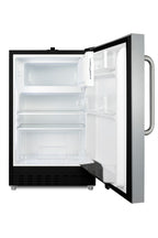 Accucold ADA compliant built-in or freestanding 20" wide refrigerator-freezer for residential use with lock (Model ALRF49BSSTBLHD)