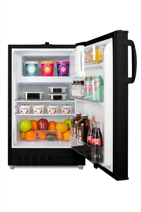 ADA compliant built-in or freestanding 20" wide refrigerator-freezer for residential use with lock (Model ALRF49B)
