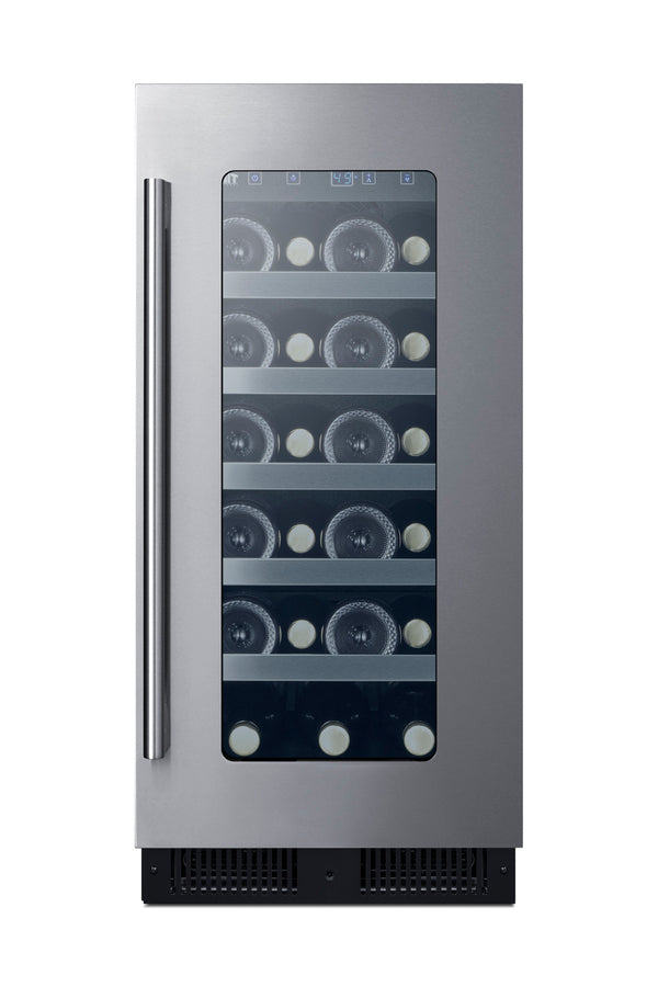 Accucold 15" wide ADA compliant wine cellar for built-in or freestanding use, with digital controls, front lock, LED lighting, an (Model ALWC15CSSLHD)