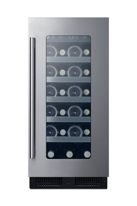 Accucold 15" wide ADA compliant wine cellar for built-in or freestanding use, with digital controls, front lock, LED lighting, an (Model ALWC15CSSLHD)