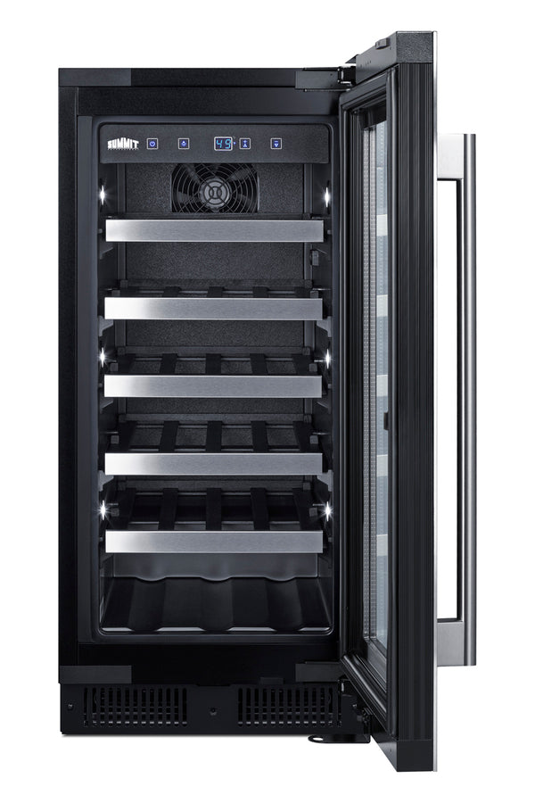 Accucold 15" wide ADA compliant wine cellar for built-in or freestanding use, with digital controls, front lock, LED lighting, an (Model ALWC15CSSLHD)