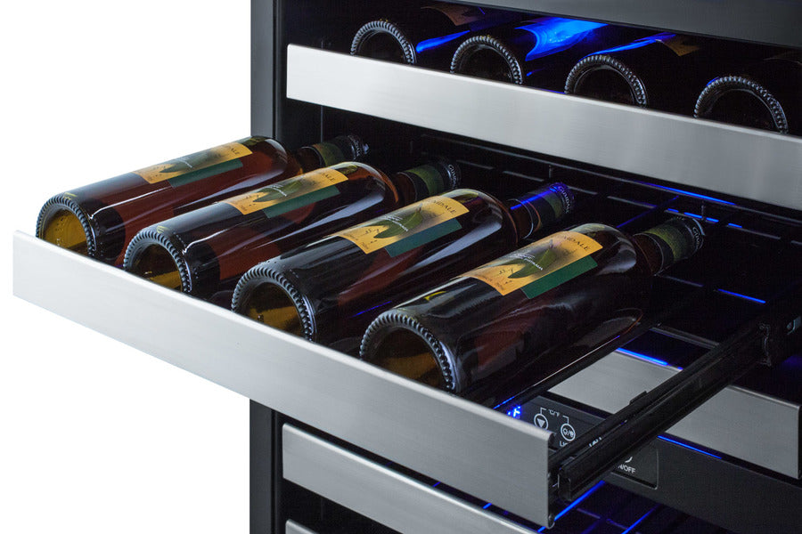 Accucold 24" wide built-in under-counter ADA compliant dual zone wine cellar for residential or commercial use (Model ALWC532CSSLHD)