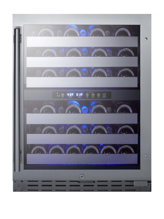 Accucold 24" wide built-in under-counter ADA compliant dual zone wine cellar for residential or commercial use (Model ALWC532CSSLHD)