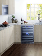 Accucold 24" wide built-in under-counter ADA compliant dual zone wine cellar for residential or commercial use (Model ALWC532CSSLHD)