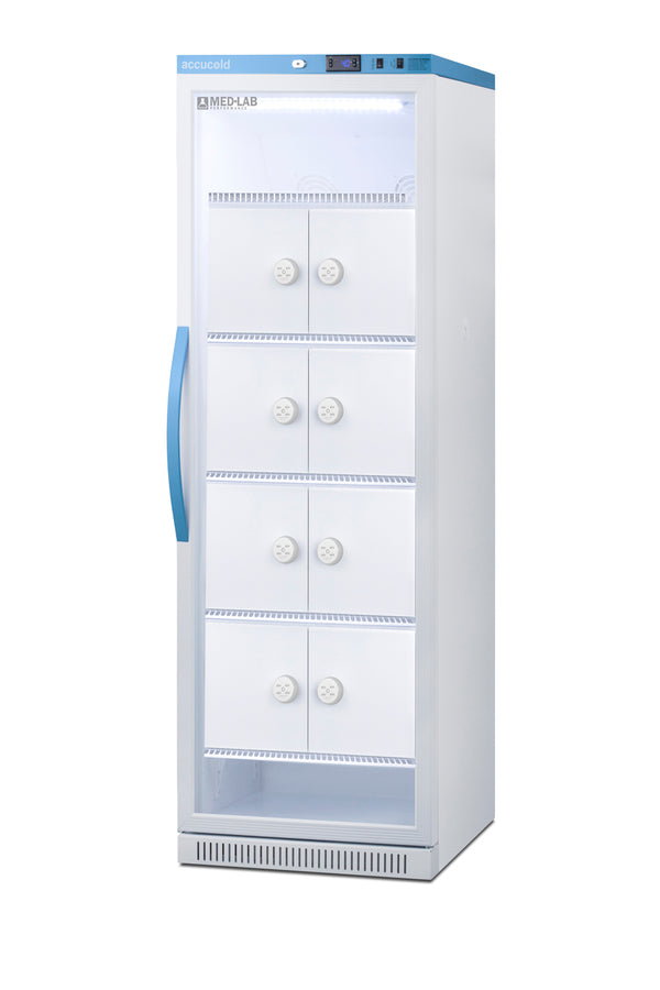 15 Cu.Ft. Upright Laboratory Refrigerator with Interior Lockers, Glass Door (Model ARG15MLLOCKER) - Angle
