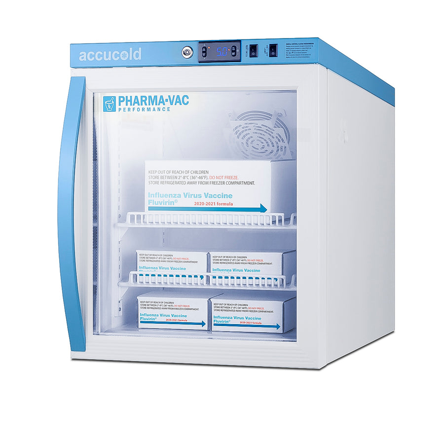 Pharma-Vac Performance Series 2 cu.ft. all-refrigerator with glass door, Glass Door (Model ARG2PV) - Angle