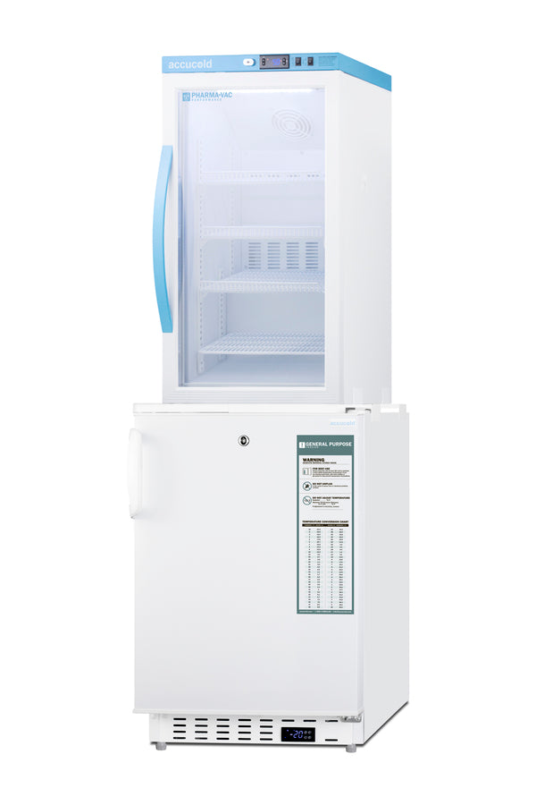 Accucold Stacked combination of ARG3PV automatic defrost vaccine refrigerator, Left Hinge – ARG3PV-ADA305AFSTACKLHD