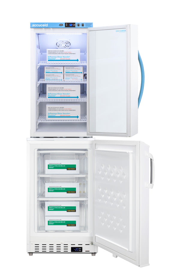 Accucold Stacked combination of ARG3PV automatic defrost vaccine refrigerator, Left Hinge – ARG3PV-ADA305AFSTACKLHD