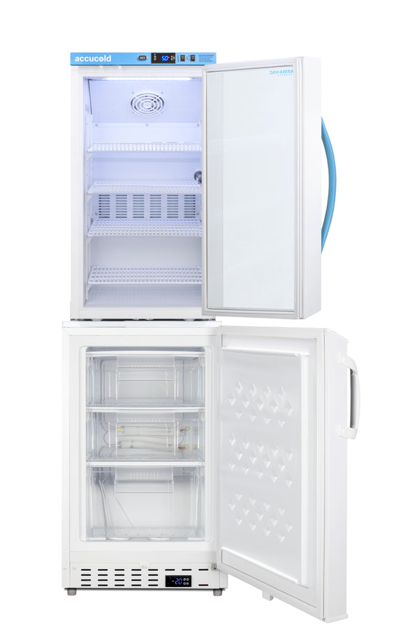 20" Wide Vaccine Refrigerator/Freezer Combination, Glass Door, ADA (Model ARG3PV-ADA305AFSTACK) - Open