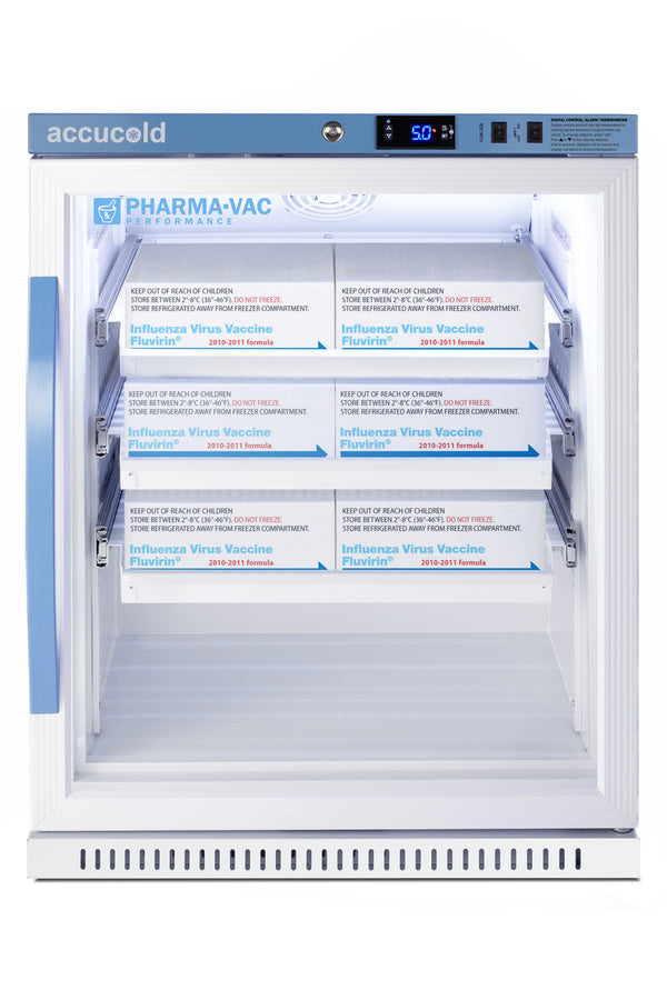 6 Cu.Ft. ADA Height Vaccine Refrigerator, with Removable Drawers, Glass Door, ADA (Model ARG61PVBIADADR) - Full Main image