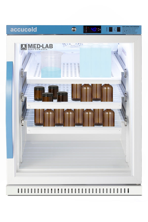 6 Cu.Ft. ADA Height Laboratory Refrigerator with Removable Drawers, Glass Door (Model ARG6MLDR) - Full Main image