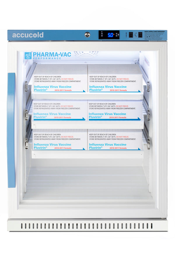 6 Cu.Ft. ADA Height Vaccine Refrigerator with Removable Drawers, Glass Door (Model ARG6PVDR) - Full Main image