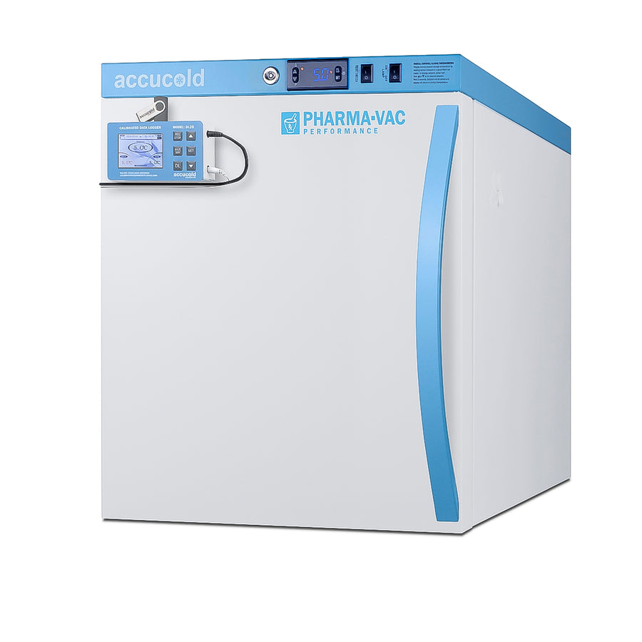 Pharma-Vac Performance Series compact all-refrigerator with data logger, Solid Door, Data Logger (Model ARS2PVDL2BLHD) - Angle