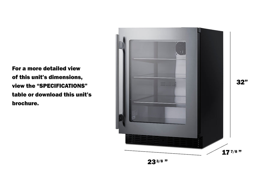 Accucold 18" deep 24" wide undercounter ADA height beverage center (Model ASDG2411LHD)