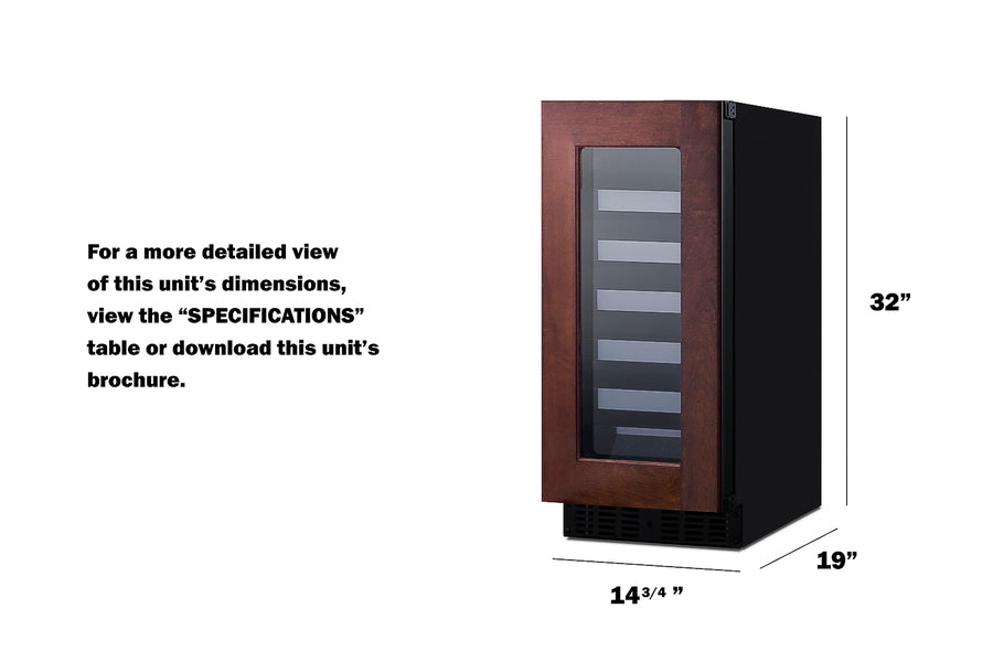 Accucold 18" deep 15" wide undercounter ADA height wine cellar with panel-ready glass door (Model ASDW1522PNR)