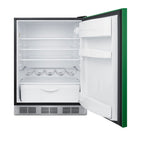 Accucold ADA height 24" all-refrigerator for residential use with emerald green door, stainless steel handle, and black cabinet, ADA (Model BAR631BKGADA)