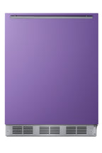 Accucold Undercounter 24" all-refrigerator for residential use with lavender purple door, stainless steel handle, and black cabin (Model BAR631BKP)