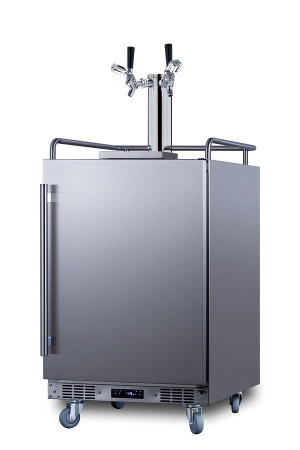 Commercially approved built-in undercounter outdoor double tap beer kegerator in complete stainless steel (Model BC74OSC