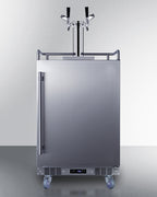 Commercially approved built-in undercounter outdoor double tap beer kegerator in complete stainless steel (Model BC74OSC