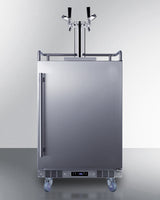 Commercially approved built-in undercounter outdoor double tap beer kegerator in complete stainless steel (Model BC74OSC