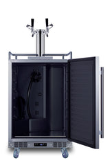 Commercially approved built-in undercounter outdoor double tap beer kegerator in complete stainless steel (Model BC74OSC