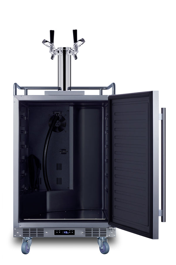 Commercially approved built-in undercounter outdoor double tap beer kegerator in complete stainless steel (Model BC74OSC