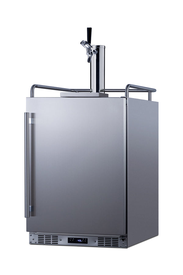 Accucold Commercially approved built-in undercounter outdoor single tap beer kegerator in complete stainless steel (Model BC74OSCOMLHD)