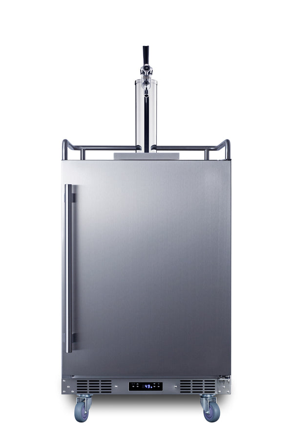 Accucold Commercially approved built-in undercounter outdoor single tap beer kegerator in complete stainless steel (Model BC74OSCOMLHD)