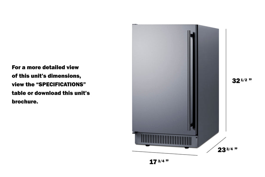 18" wide clear icemaker in ADA height, ADA (Model BIM182ADALHD)